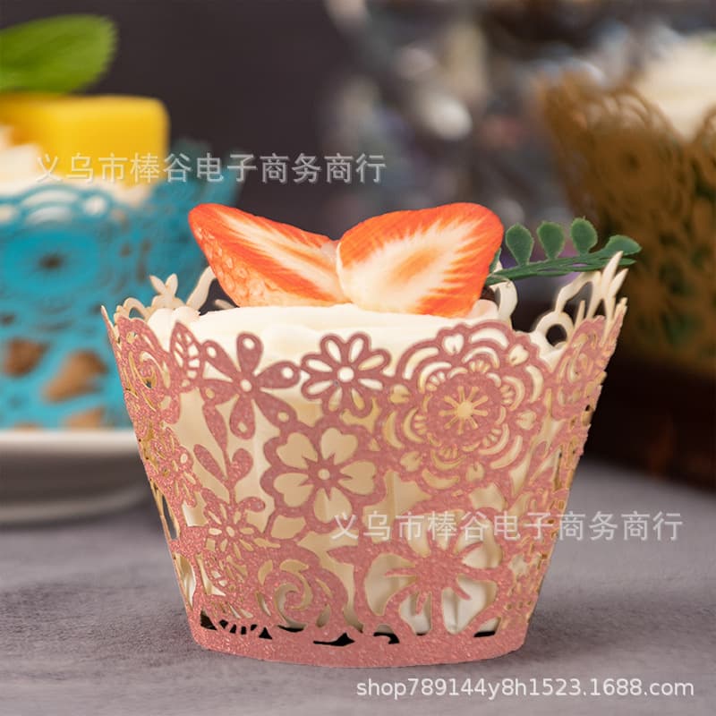 European-style patterned laser-cut hollow baking packaging, flower cluster paper cup cake wrappers, DIY cake muffin cups.
