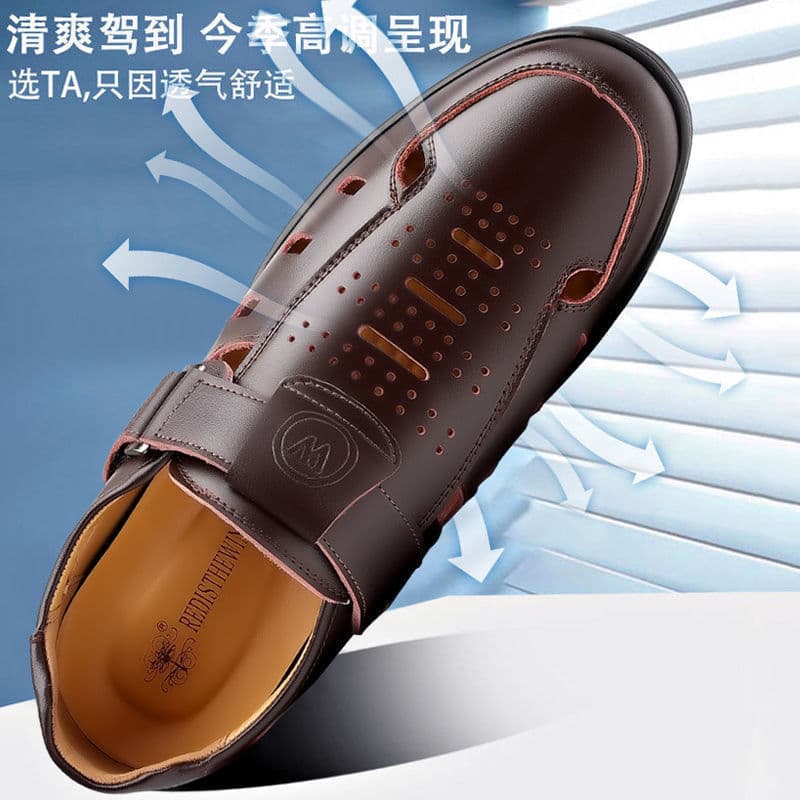 【Genuine Leather】Clearance Sale Bargain Discontinued Sizes Men's Casual Sandals Summer Non-Slip Dad Shoes Trendy