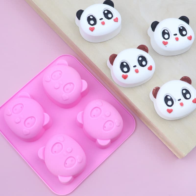 Xunwei Spot 4 Panda Cartoon Silicone Cake Mold DIY Bread Baking Mold Cold Handmade Soap Mold