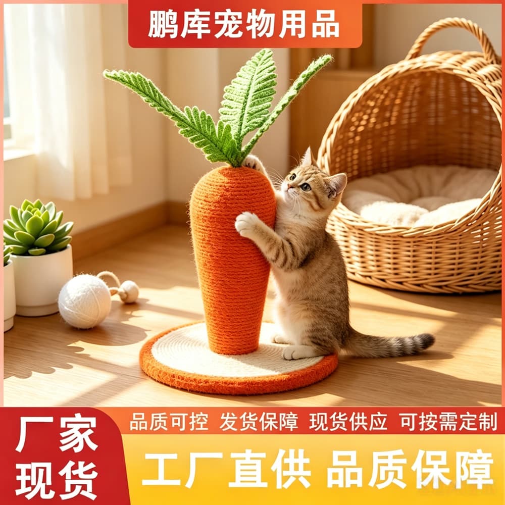 Carrot-Shaped Cat Scratching Post, Sisal Cat Scratching Board, Cat Climbing Frame, Cat Toy, Self-Entertainment for Cats, Boredom Relief, Bite-Resistant Cat Supplies