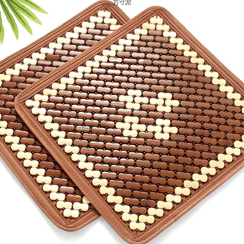 Summer bamboo mat seat cushion, breathable for office and car use, mahjong pattern chair pad, cooling seat mat.