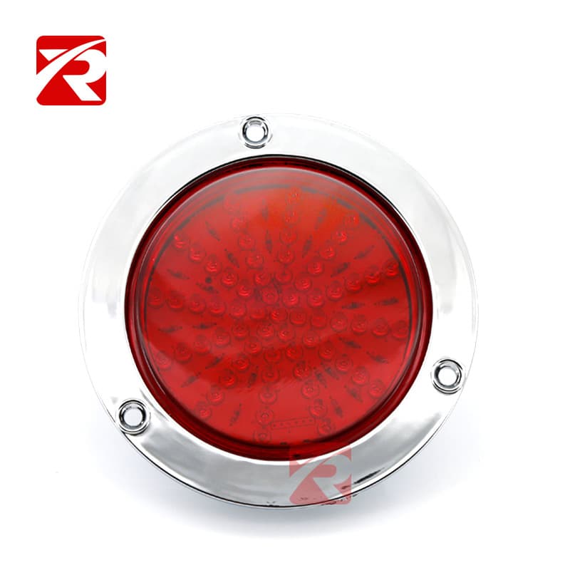 4-inch 67LED Chrome Ring Round Light, Truck Trailer LED Round Light, Red Yellow Chrome Ring Tail Light