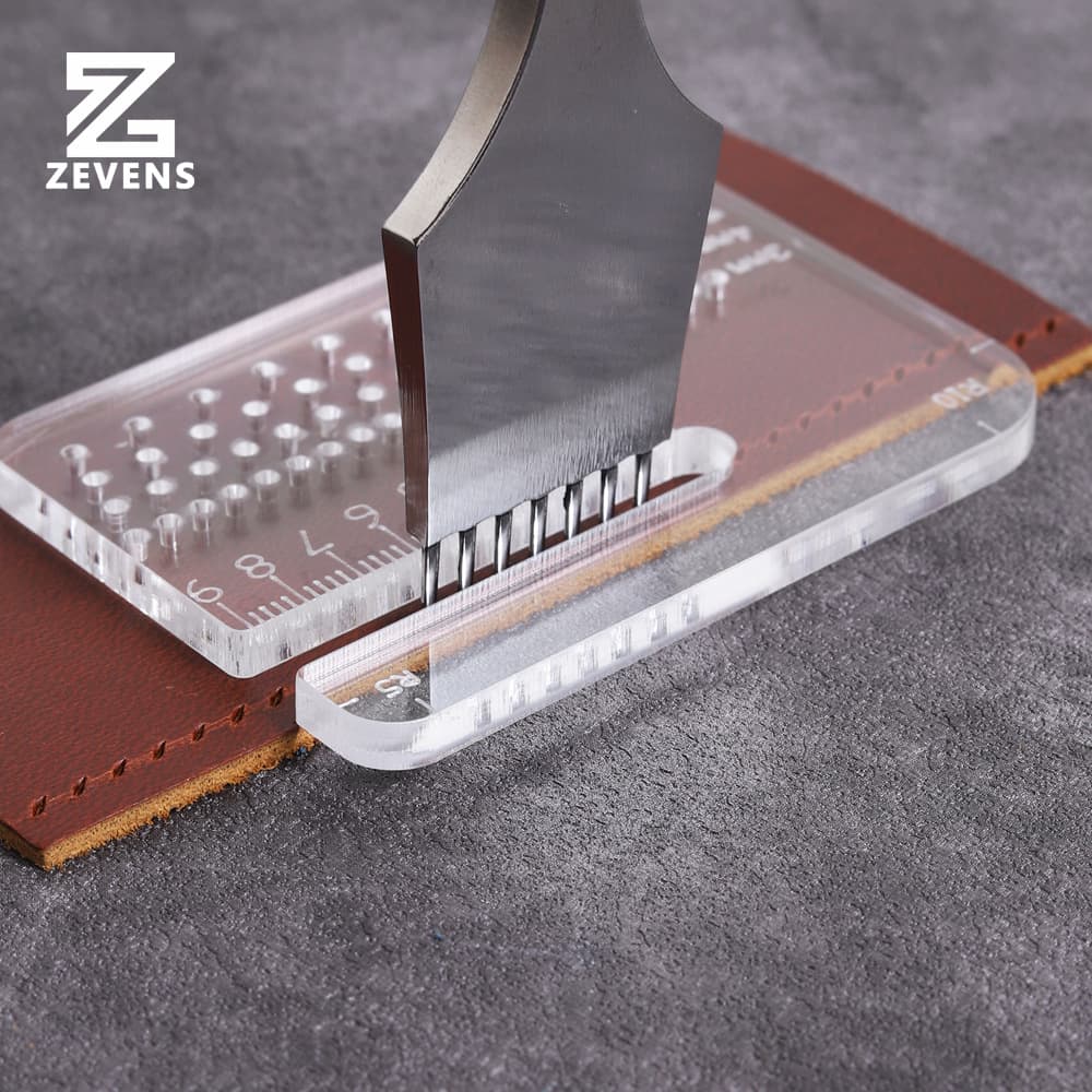 4mm Thickened Multifunctional Punch Pulling Tool Acrylic Rounded Corner Punch Spacing Ruler Transparent Punching Aid Handmade Leather Tool