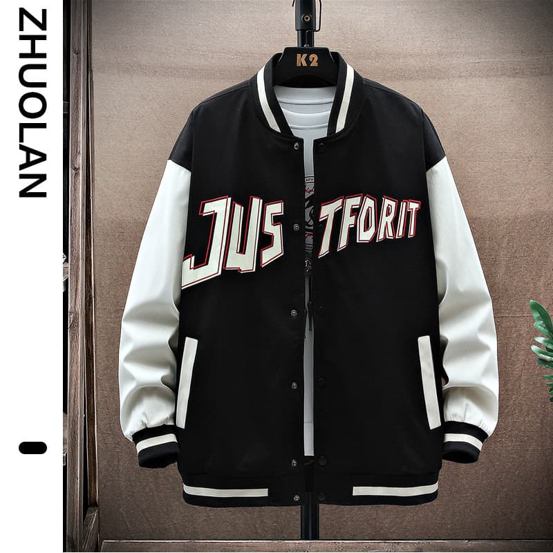 2022 Spring Plus Size Baseball Jacket for Men, Trendy Versatile Baseball Collar Coat, Youth Loose Men's Autumn Wear