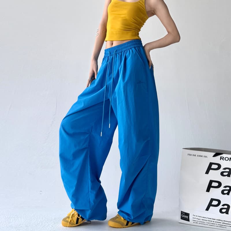 Cross-border American-style Sports Wide-leg Pants for Women Hip-hop Loose Paratrooper Pleated Cargo Dance Casual Pants Retro Trendy Pants