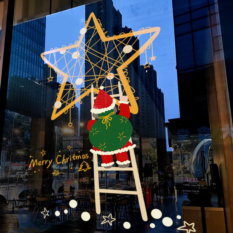 Christmas decorative window stickers, creative star decals, shop window decorations, electrostatic glass stickers, door stickers