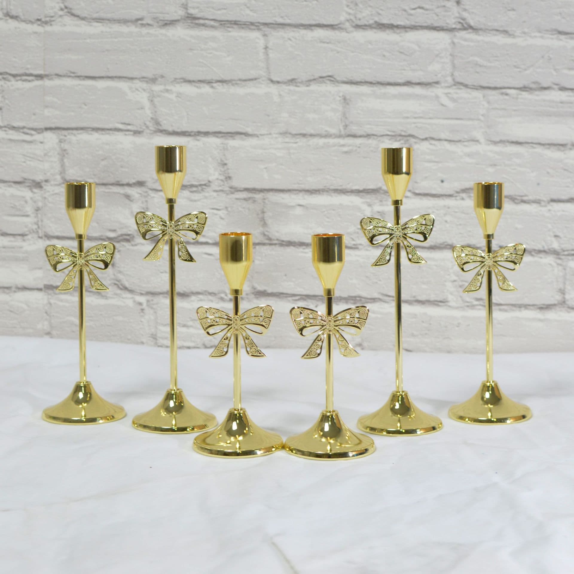 Iron Art Bow Candle Holder European American Romantic Candle Holder for Vanity Table Wedding Decoration