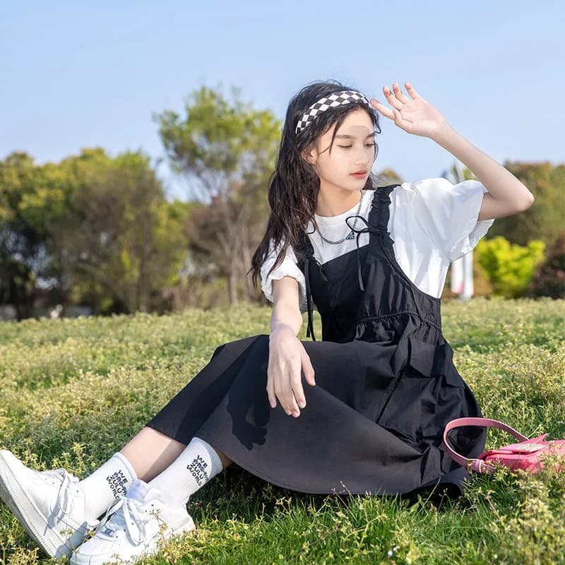 Girls summer suit Korean version 2026 new style 13 girls style skirt summer casual middle and large children suspender skirt 15