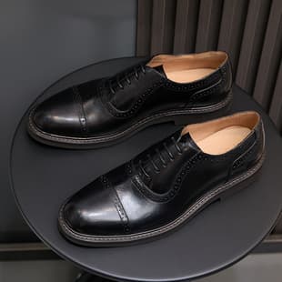 Factory Direct Supply British Men Shoes Cowhide Burnished Brogue Leather Shoes Men Summer Business Casual Formal Gentleman