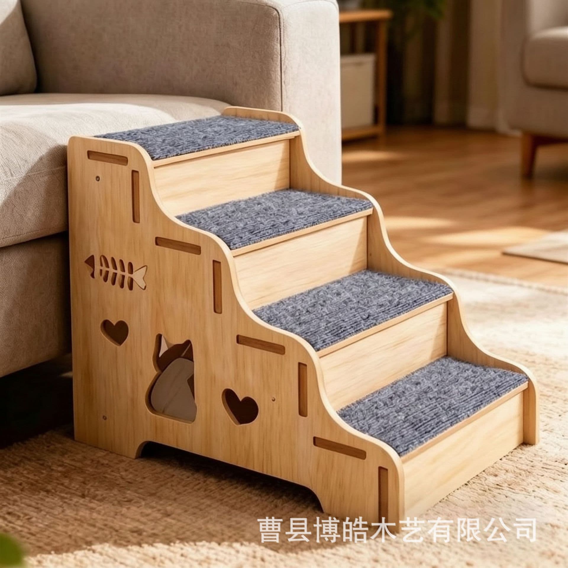 Wooden pet dog climbing frame indoor small cat and dog step auxiliary ladder household wooden dog climbing slope ladder