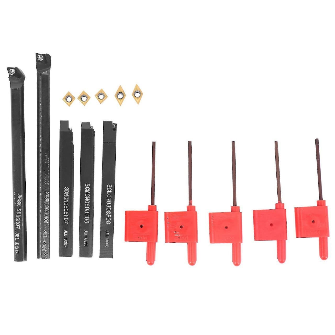 8mm 5-piece set indexable lathe tool holder with Ccmt060204 Dcmt070204 carbide inserts