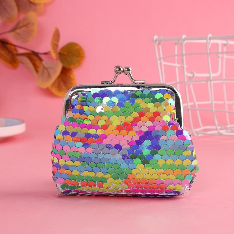 New Double-sided Glitter Sequins Coin Purse Metal Clip Pouch 3-inch Clip Case Multiple Colors Available