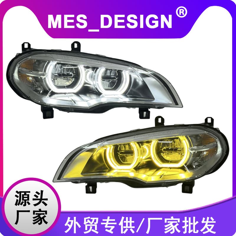 Compatible with 07-13 BMW X5 Headlight Assembly E70 Upgrade New LED Angel Eye DRL Turn Signal
