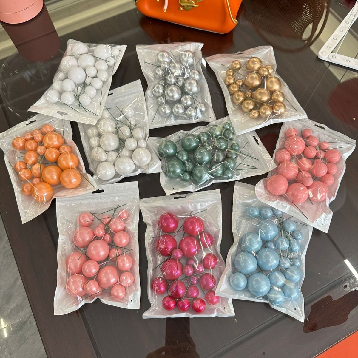 ins foam ball gold silver cake decoration plug-in row ornaments wedding birthday dessert table decoration cross-border