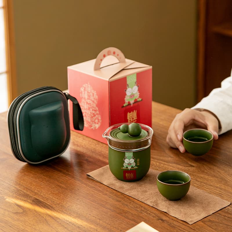 Benfu travel tea set outdoor creative integrated storage quick cup Chinese style national trend ceramic one pot three cup tea set