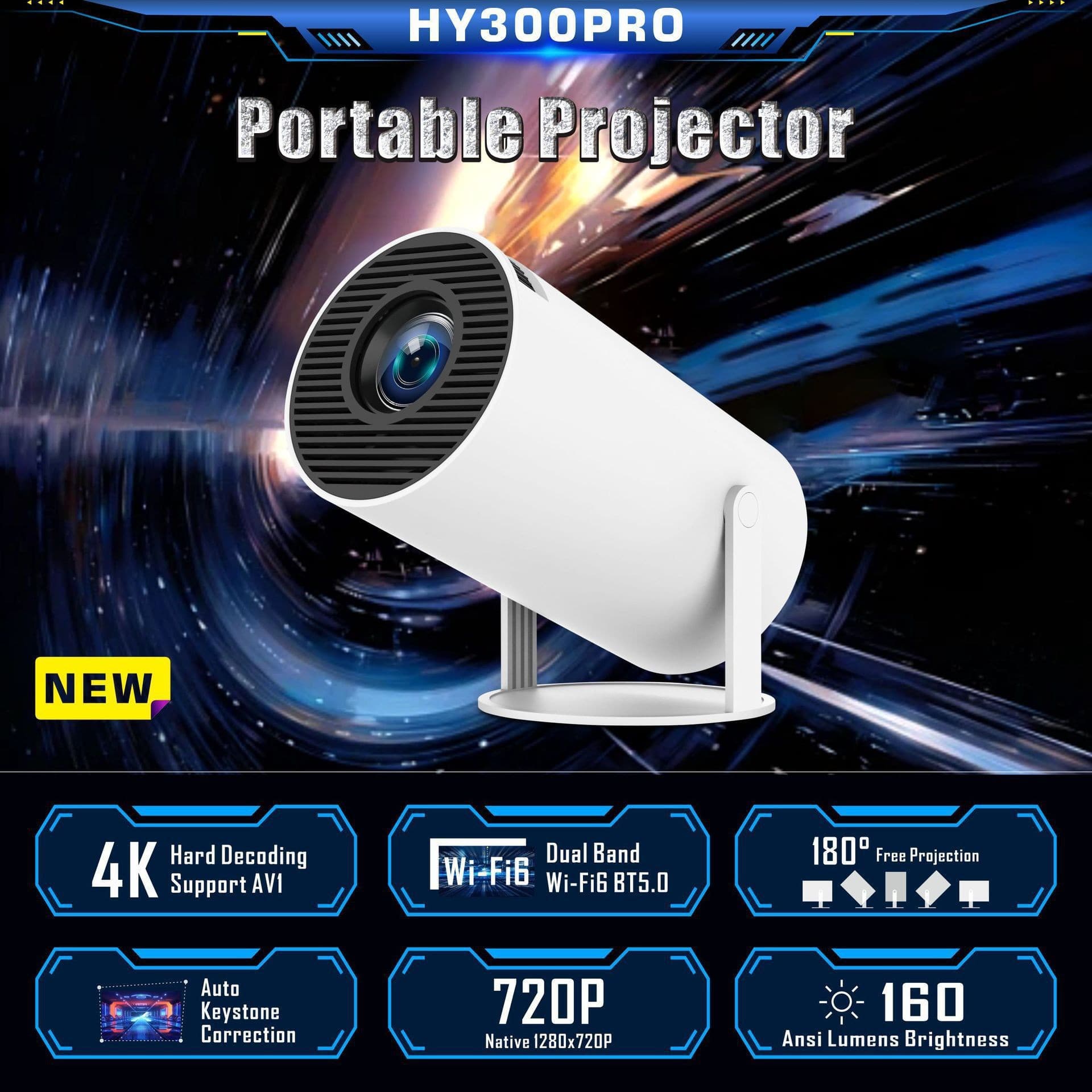 Cross-border HY300pro projector A008 portable home projector outdoor 4K ultra high definition projector