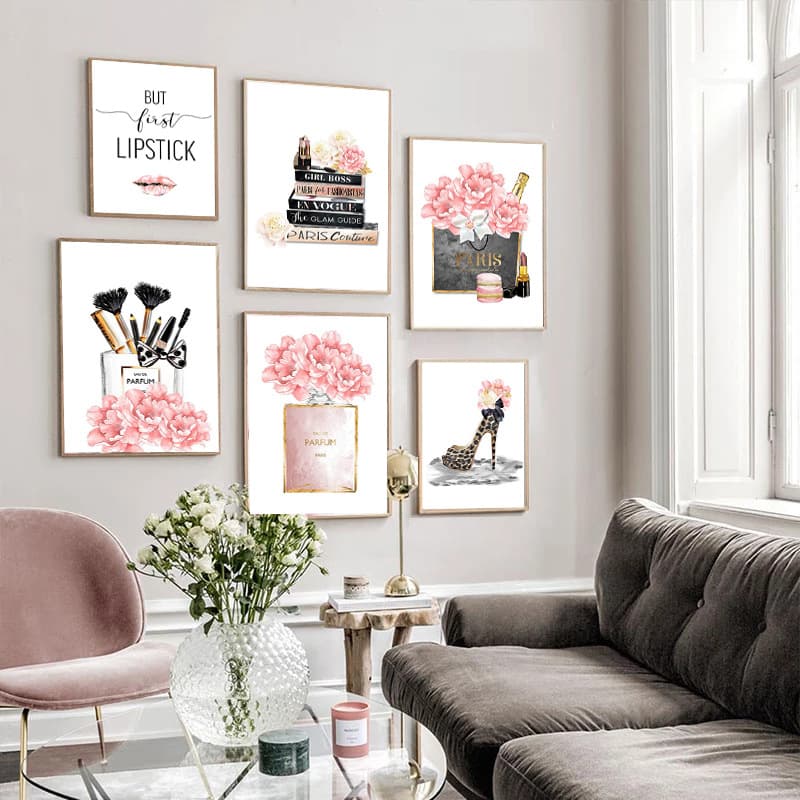 AliExpress Nordic Fashion Art Posters, Makeup Brushes, Printed Perfume Bottles, Bags, Shoes, Home Decor, Beauty Salon Decorations