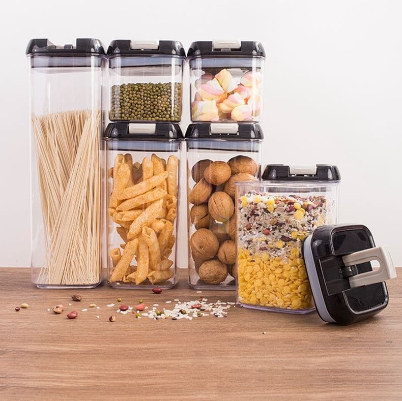 Home kitchen transparent grain fresh-keeping box dry goods kitchen storage box plastic sealed jar waterproof storage jar