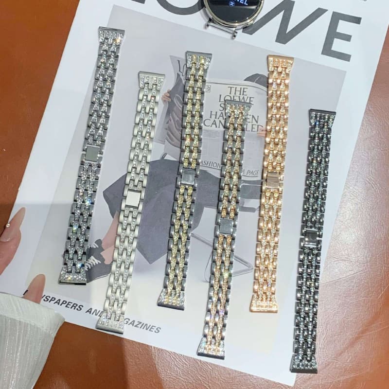 Compatible with FIT5, Huawei GT654 Watch Band, Xiaomi 910pro Gold Flash Diamond Five-Bead Chain, Apple S11