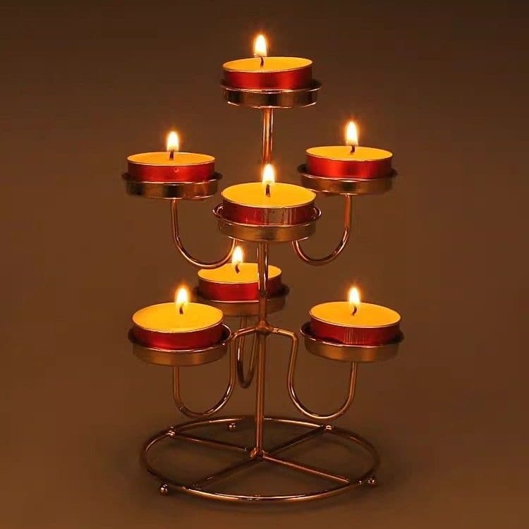 Exquisite alloy eternal lamp stand for Buddha altar, candle holder with seven-star butter lamp base, wholesale for home use lighting frames