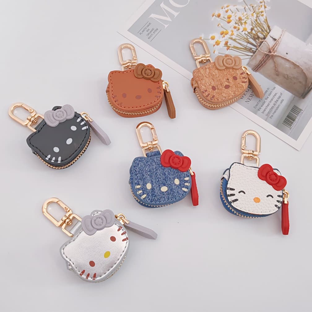 Pu Cartoon Kt Cat Pendant Portable Ring Necklace Storage Bag Car Keychain Miu Series Bag Hanging Accessory Coin Purse