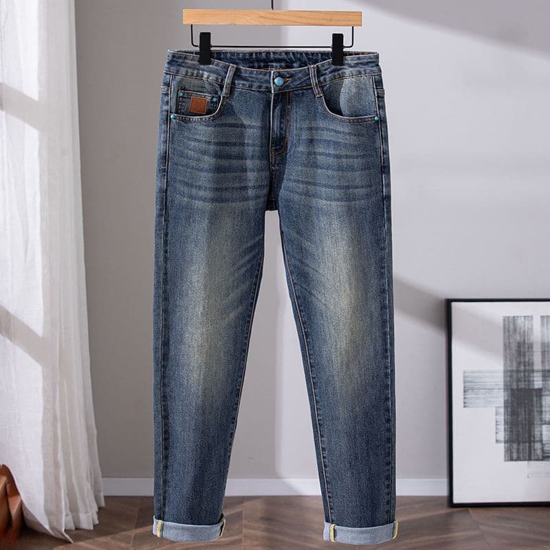 Premium Washed Denim Jeans for Men Summer 2026 New Trendy Slim Fit Straight Leg Tapered Pants