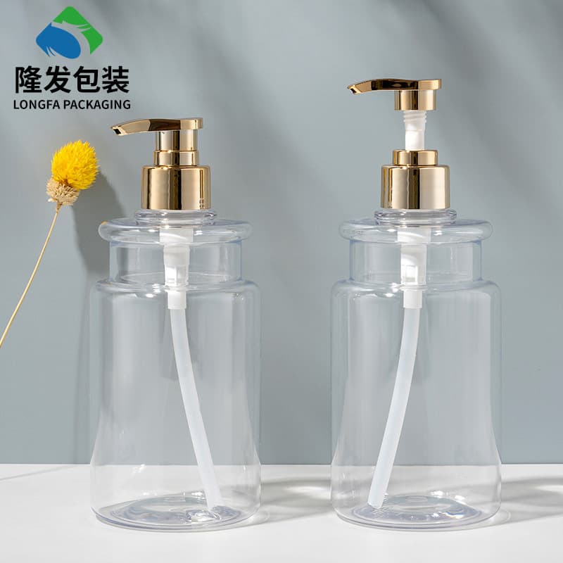 Transparent 500ml PET Plastic Hair Shampoo Bottle High End Bath Gel Squeeze Distributor Bottle for Hair Care And Bath Products