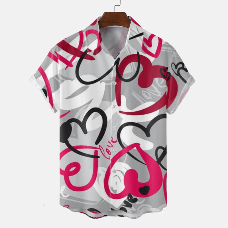 Summer Bestseller European American Style New Creative Character 3D Print Short Sleeve Casual Turn-down Collar Shirt