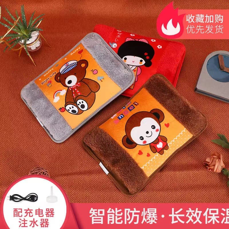 Flannel Hot Water Bag Fillable Hand Warmer for Stomach Heat Pack Warm Stomach Warm Waist Electric Warm Water Bag Plush Miracle Cross-border