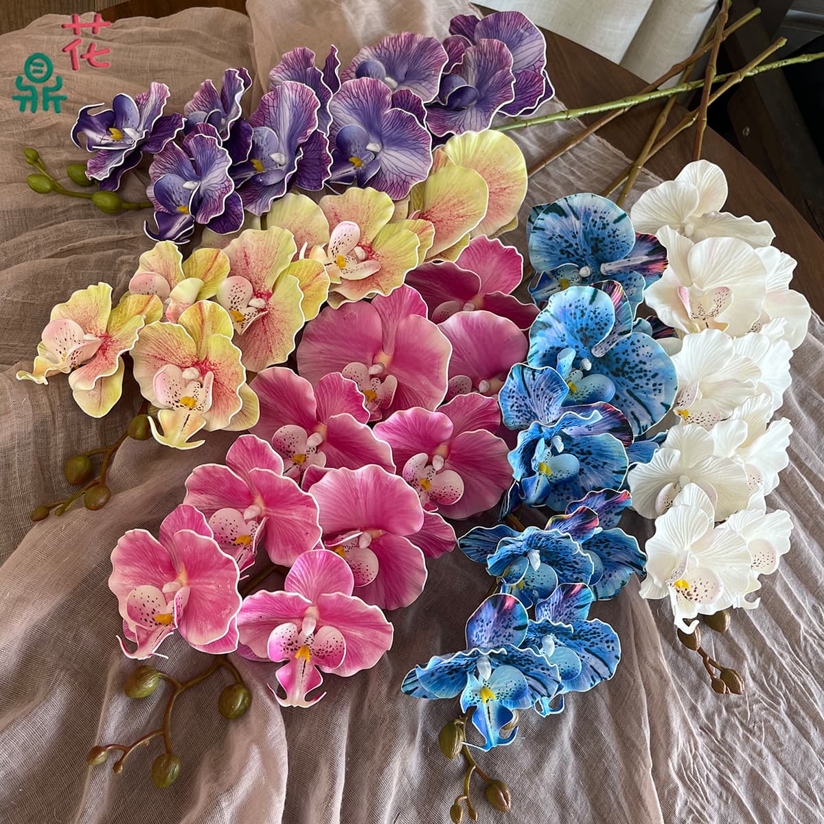 EVA 9-Head Phalaenopsis Orchid, Touch-Ready Artificial Orchid, Home Decorative Simulation Flower, Wedding Arch Scenery Fake Flower