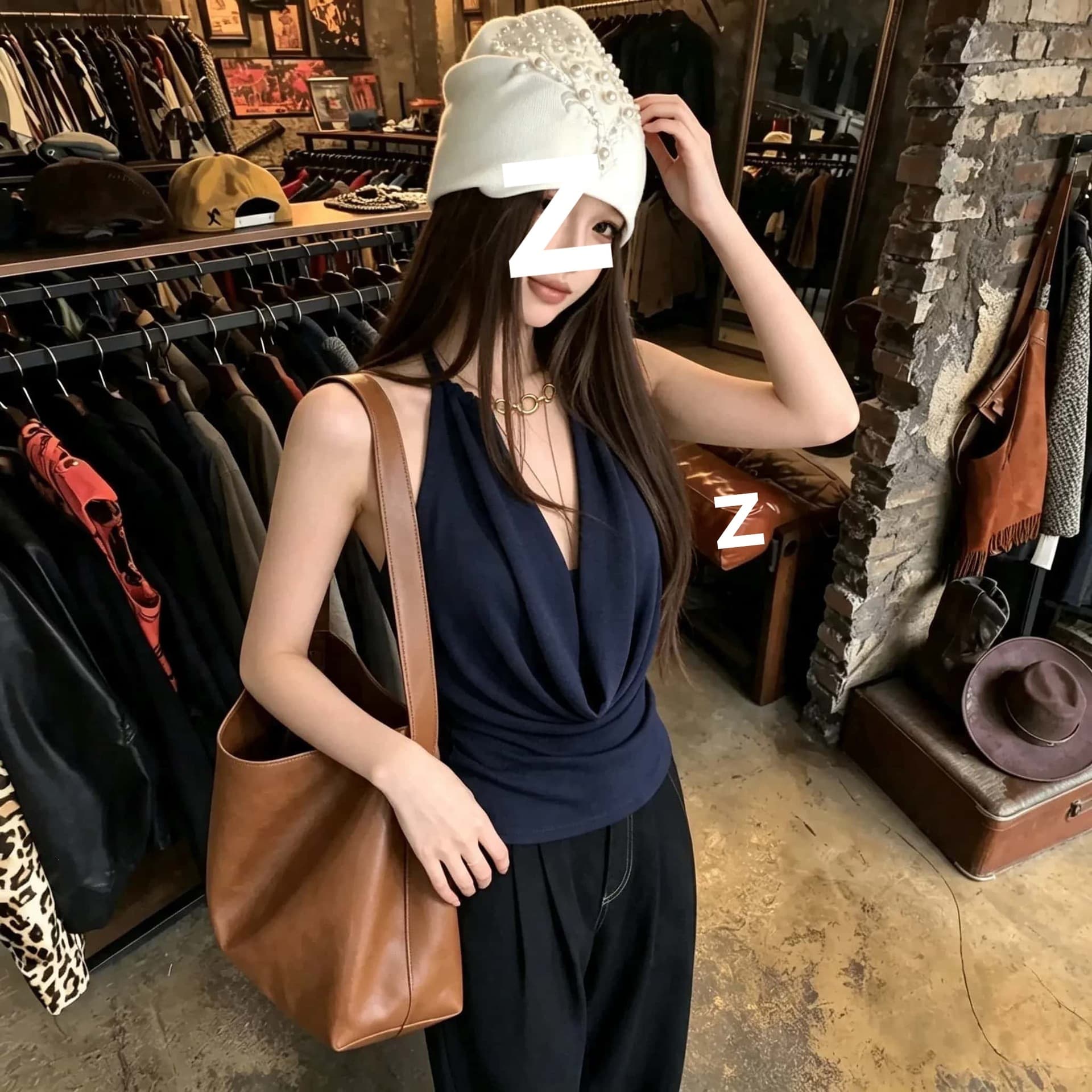 Designer Cowl Neck Halter Waist-Hugging Top for Women, Summer New Style, Trendy, Slimming, Sleeveless Layering Piece