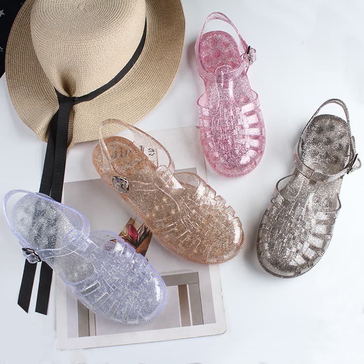 Heli Shark Summer Women's Closed-Toe Sandals New Fashion Hollow Outdoor Beach Flat Heel Casual Sandals