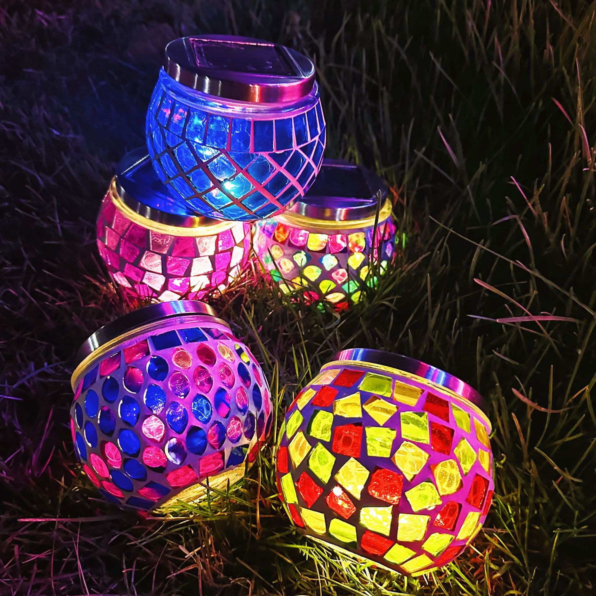 Sunshine Jar Mosaic Lawn Lamp Solar LED Home Atmosphere Ornament Glass Jar Gift Creative Present
