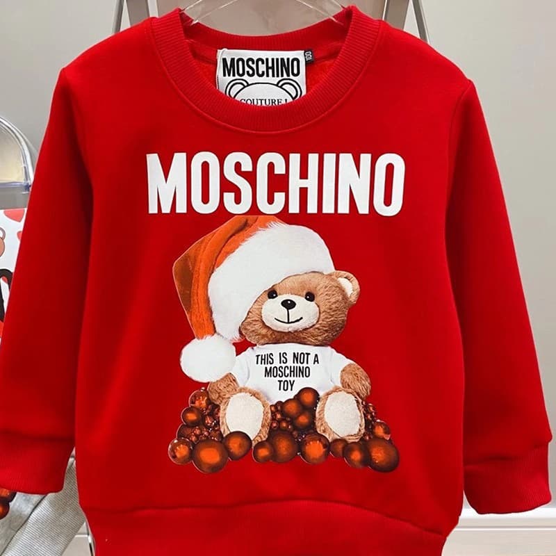 Fashion brand autumn and winter MOSCHINO series MOSCHINO men and women couple same parent-child style fleece-lined thickened sweater