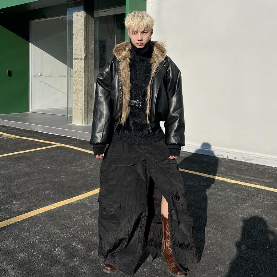 2024 winter warm men's new reversible fur-integrated fox fur cool and handsome faux fur coat trendy.