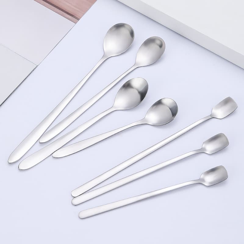 Stainless Steel Coffee Spoon Square Head Long Handle Ice Spoon Creative Mug Stirring Spoon Custom Logo