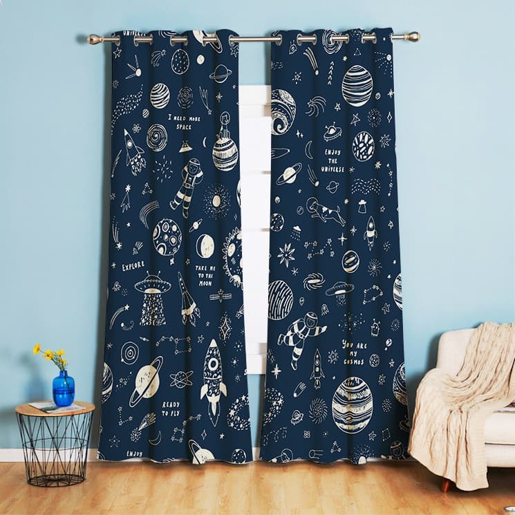 Cross-border digital printed curtain valance custom direct supply wholesale cartoon plant finished fabric manufacturer custom design