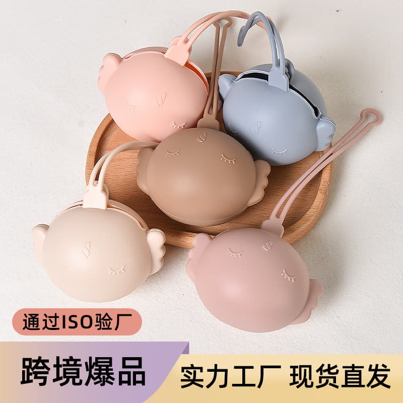 Pacifier Storage Box Portable Baby Pacifier Storage Box Silicone Pacifier Anti-drop Box with Lanyard Unicorn