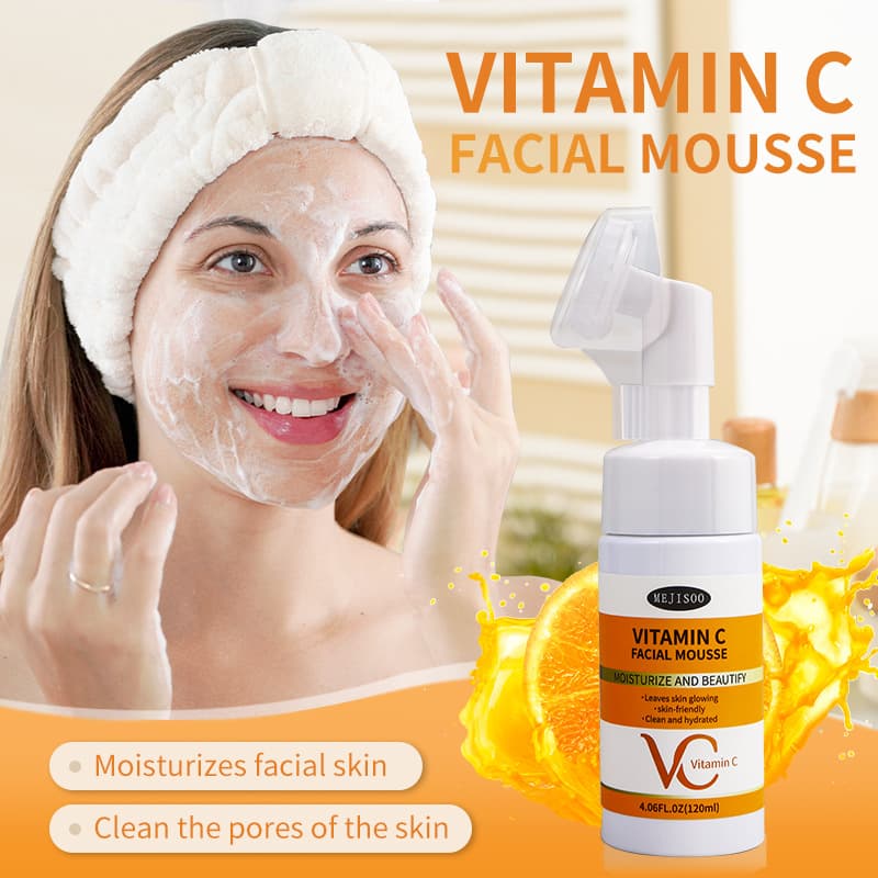 Vitamin C Facial Mousse Cleansing & Moisturizing Turmeric VC Face Wash Mousse Wholesale for Cross-Border E-Commerce