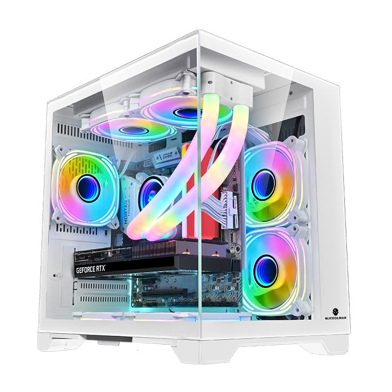 Wanja E-Sports Gaming PC Case Full Side-Transparent Panoramic View Mini Case Pillarless