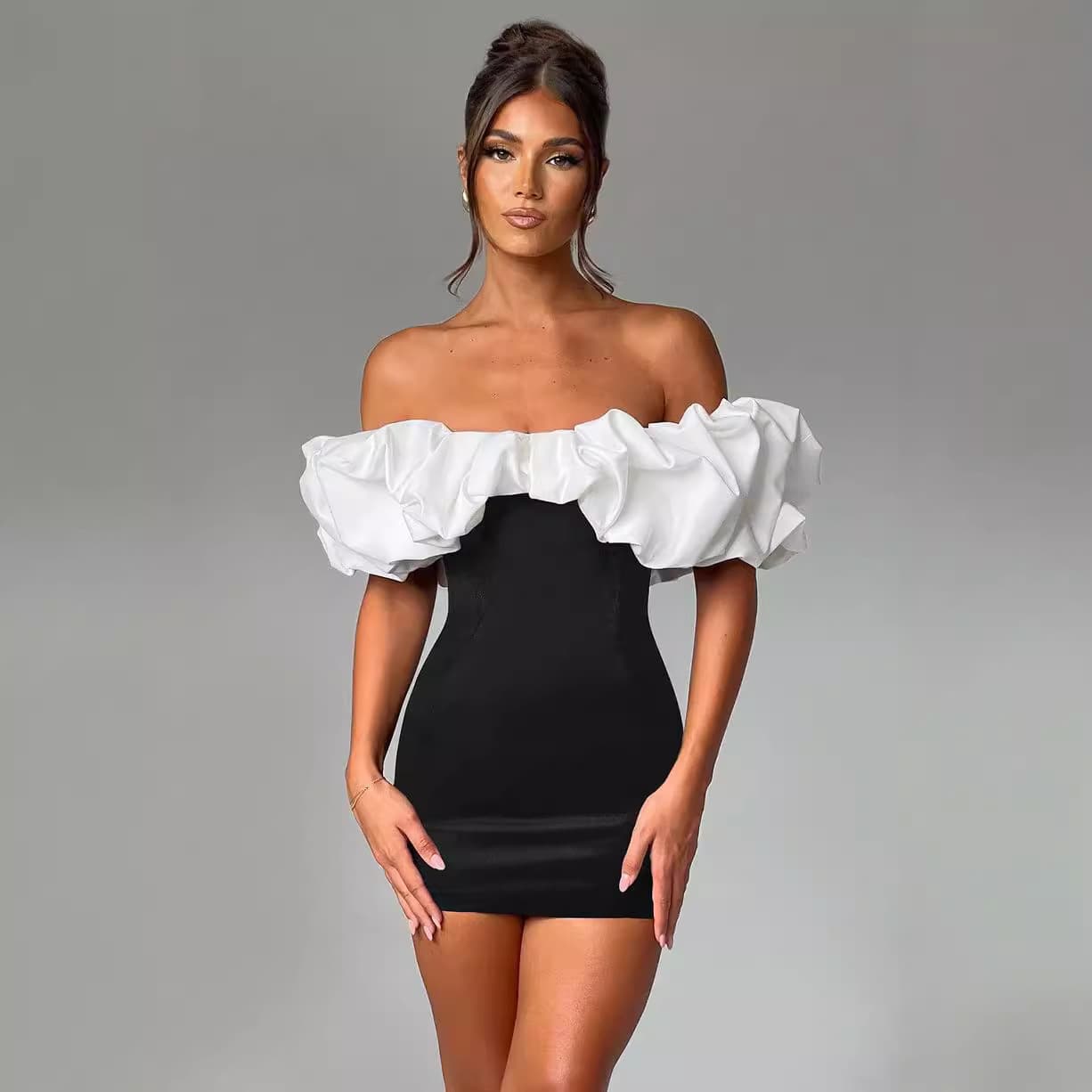 European and American Style Sexy Cross-Border New Casual Off-Shoulder Sleeveless Tight Slimming Bodycon Dress Mini Skirt