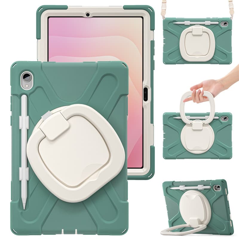 Compatible with Samsung Tab S11 Silicone Shockproof Tablet Back Shell Samsung S9/S10 Hand Strap Stand Protective Case