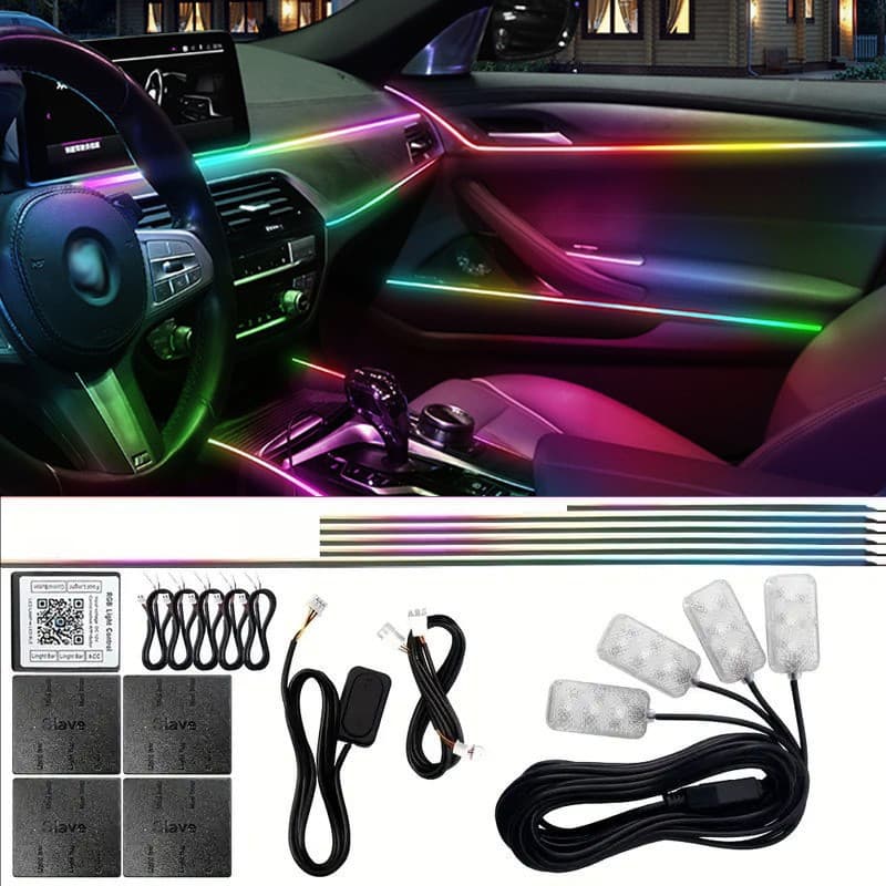 Factory source full-vehicle hidden flowing RGB sound-activated rhythm car interior ambient lighting