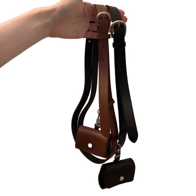 Korean style leather integrated belt small waist bag Korean style simple matching waist chain 2025 spring and summer new style for women