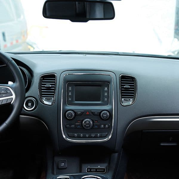 4 Pieces Color: Carbon Fiber Pattern Color Material: Abs Center Console Air Conditioning Vent Trim Ring Car Interior Accessories