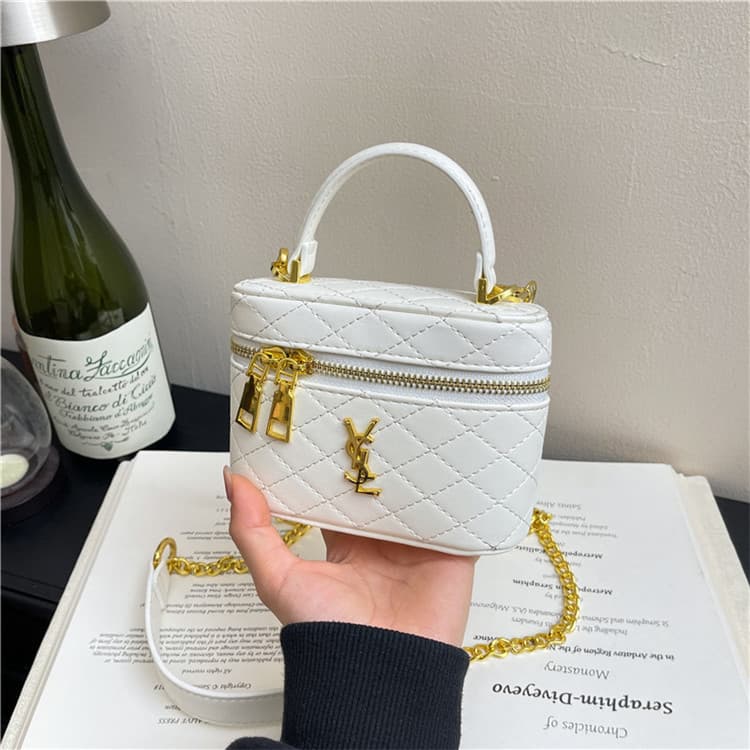 Luxury Diamond-Quilted YSL-Style Handheld Box Bag, Niche Design, Trendy, Versatile, Minimalist, High-End, Chic Crossbody Square Bag