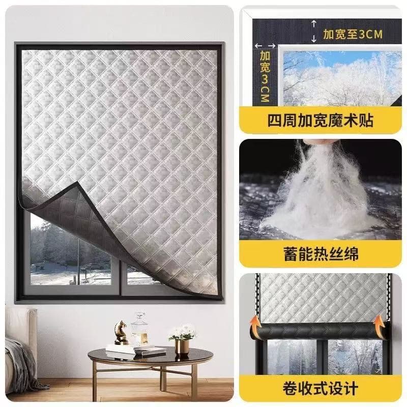 Winter Windproof Thermal Curtains, Window Insulation Film for Bedroom Sealing and Cold Protection