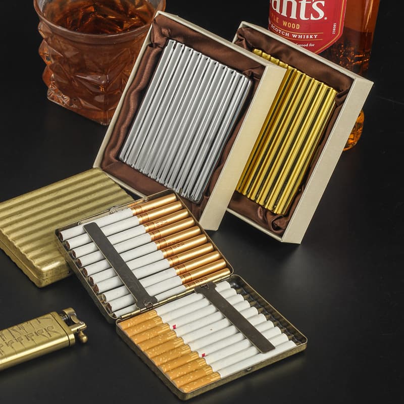 Guipai Cigarette Case Corrugated Card Slot Medium and Thick Dual-Use Portable Medium Stick Thick Stick Multi-Use Metal Smoking Tool Men's Gift Box Set