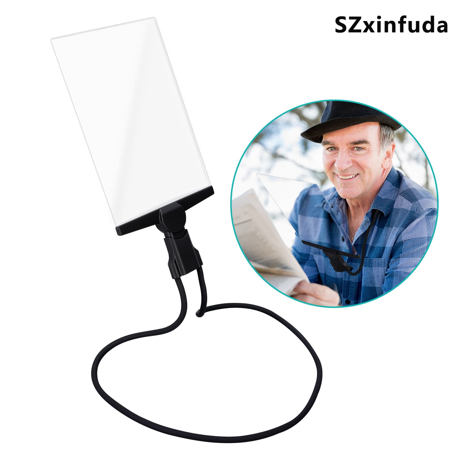 Neck Hanging Reading Magnifier Full Page Reading Newspaper Handheld Desktop Neck Hanging Three-in-One Multi-Purpose Magnifying Glass Cross-Border