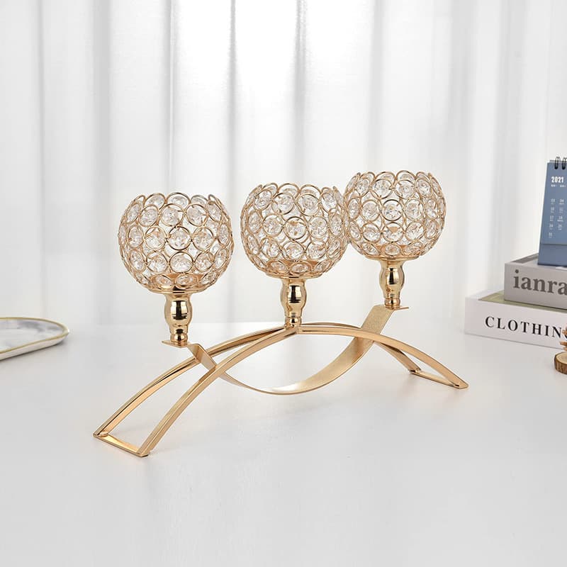 Nordic Crystal Candlestick Decoration Gold Luxury Home Living Room Dining Table Setting Romantic New Arrival Ornament